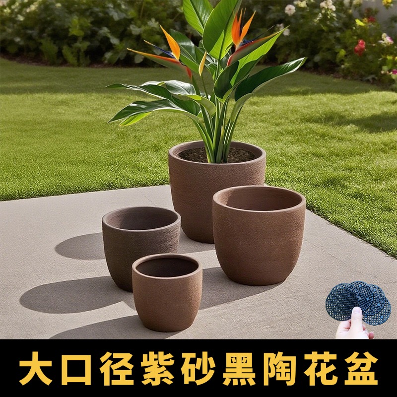 大号紫砂透气花盆户外庭院