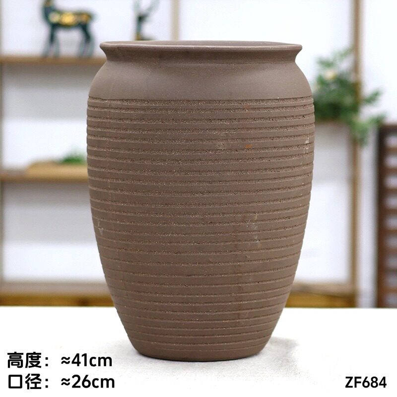 特大号黑陶土花盆手工泼墨大口径多肉植物盆栽装饰花器可种树