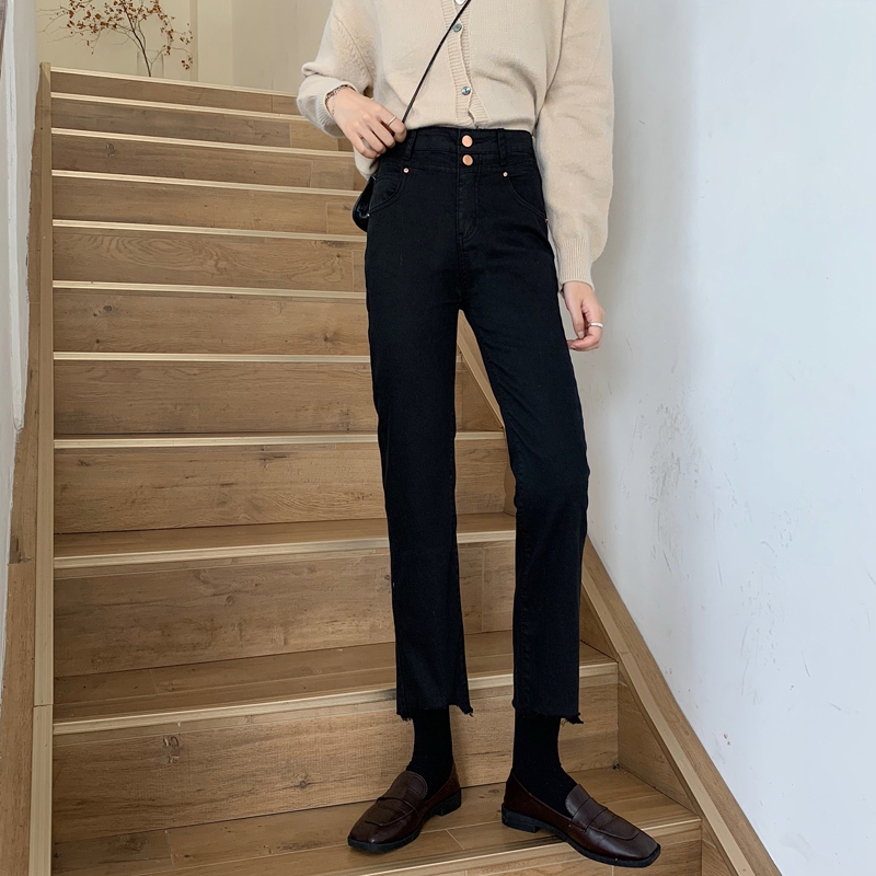 Women's autumn 2020 new tight high waisted and slim black jeans