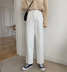 Real shot real price 2020 new autumn and winter versatile white loose waist show thin wide leg pants