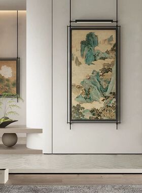玄关装饰画入户正对门走廊过道挂画灯光画山水画靠山图寓意好的画