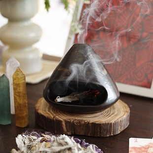 小森之家手作陶瓷氛围小壁炉香薰白鼠尾草圣木草仗燃熏托盘摆件