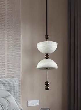 西班牙云石吊灯背景墙餐厅玄关吧台复古侘寂样板房酒店卧室床头灯