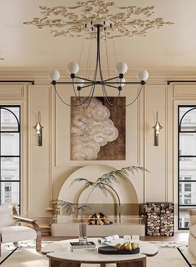 轻法式中古赫本风客厅吊灯设计师创意玻璃圆球餐厅卧室服装店灯具