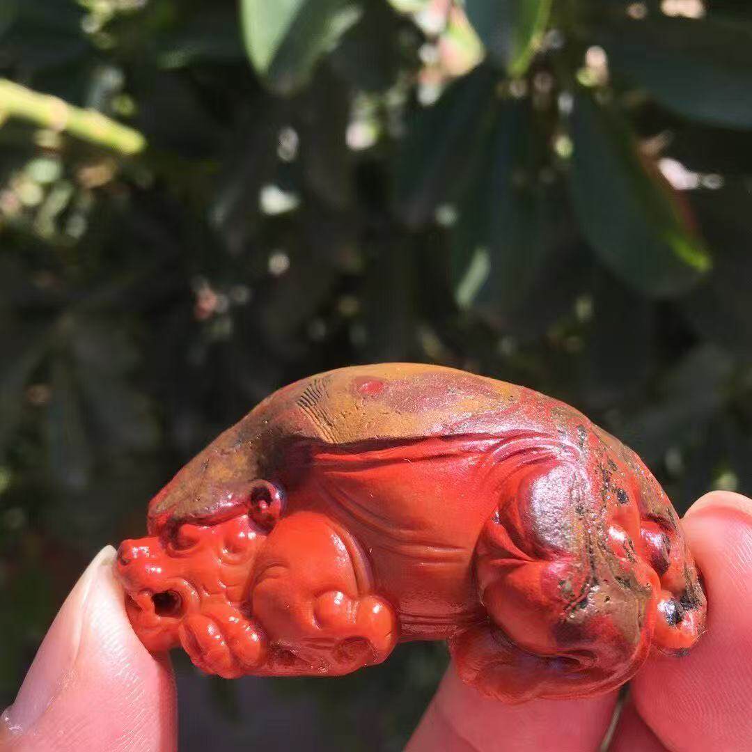 天然原矿南红玛瑙黄皮包浆料貔貅吊坠招财玉石挂件男女款颈饰手把