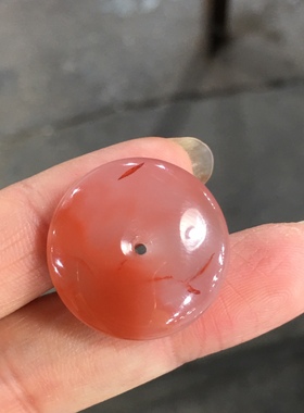 正品天然南红玛瑙吊坠平安扣项链女款冰飘花23mm特价