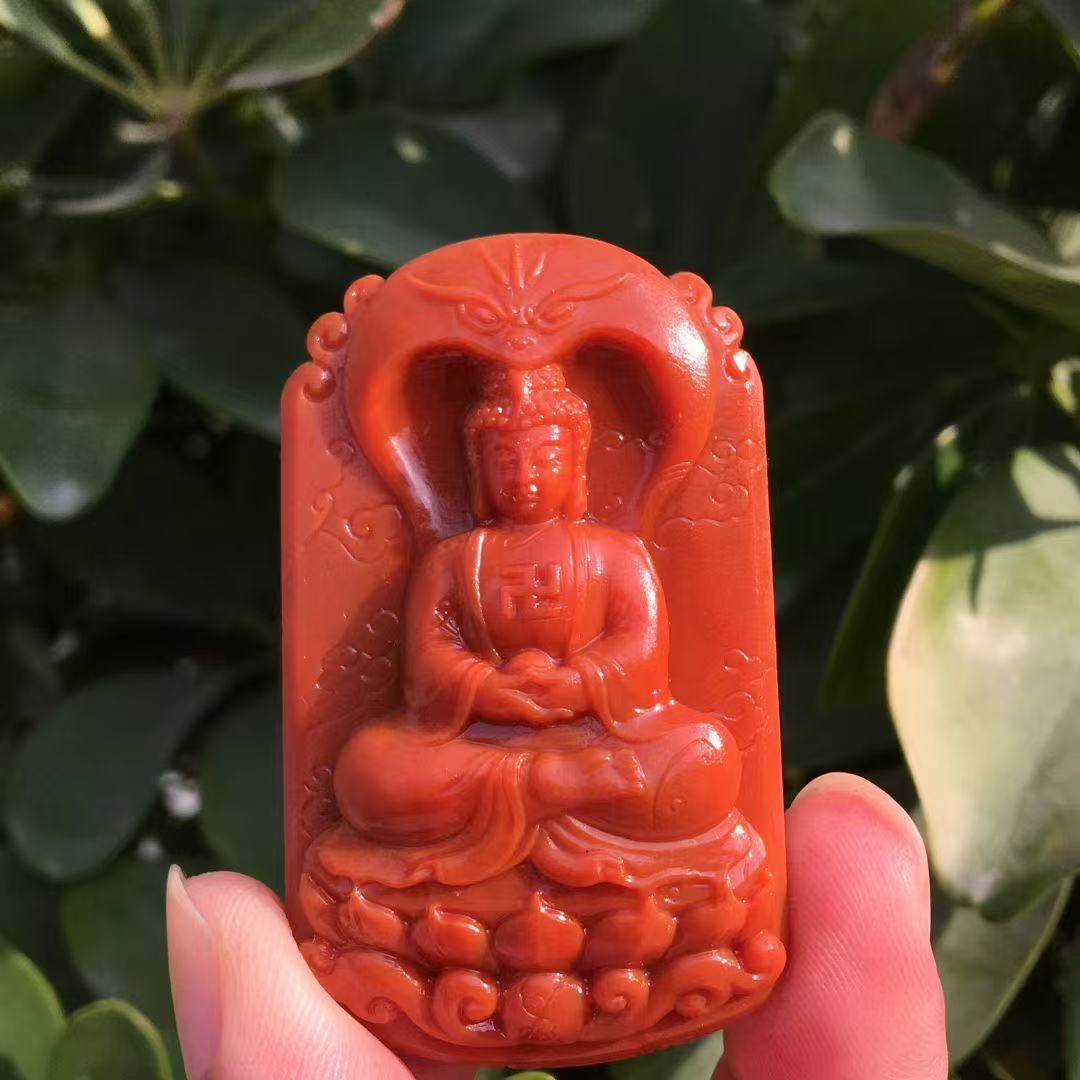 天然四川九口南红玛瑙吊坠财神守护神平安无事牌项链挂件大日如来