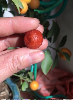 天然南红玛瑙单珠顶珠圆珠生肖鸡17mm柿子红玫瑰锁骨链配手串手链