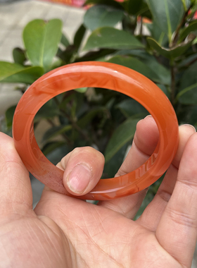 天然四川南红玛瑙手镯子冰飘联合料火焰纹55圈仙女风御姐范樱桃红