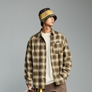 复古衬衣可内搭潮牌 挺阔有型宽松美式 意志驱动 驾驶日格纹衬衣
