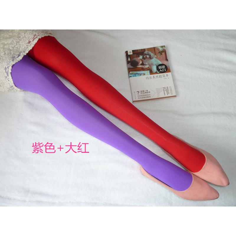 开档A打B鸳鸯底裤天鹅6绒踩脚九分彩色女丝袜子糖果色连袜包裤邮