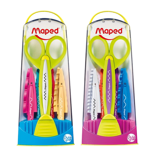 Maped马培德花边剪刀套装 儿童手工幼儿DIY塑料安全花纹纤维剪纸工具 宝宝不伤手多功能卡纸剪刀5款花边造型