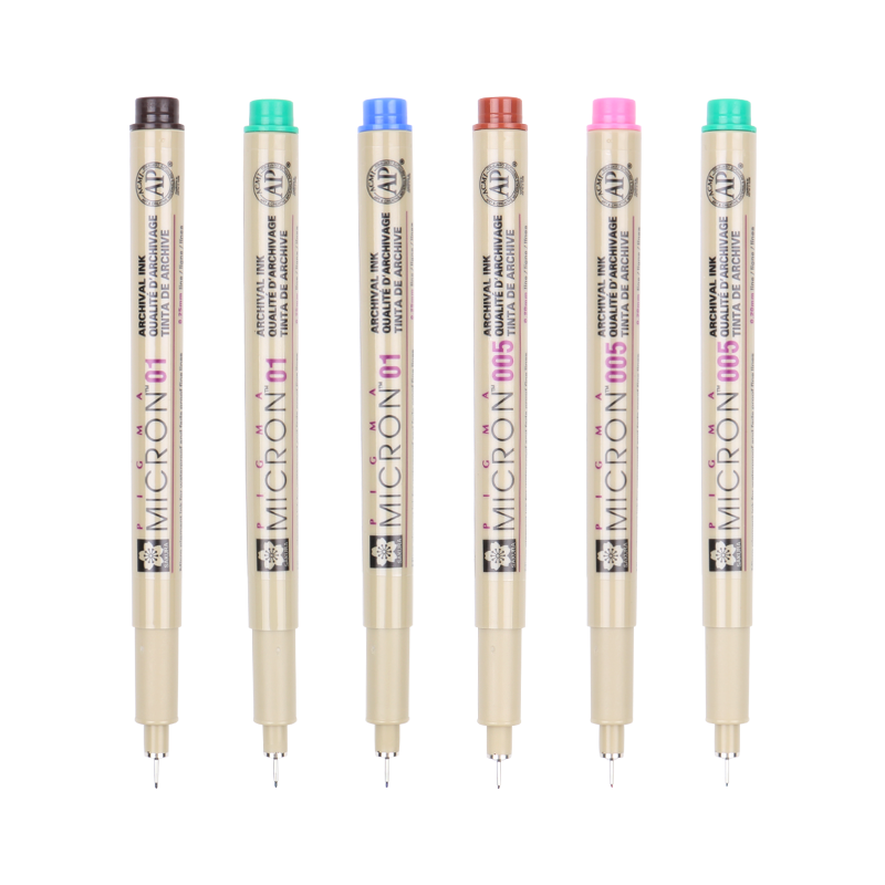 日本进口樱花牌彩色针管笔防水勾线笔棕色彩色笔套装手账笔做笔记专用美术绘画设计绘图笔动漫手绘涂色漫画笔