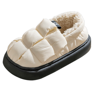 新款羽绒防水棉拖鞋女冬季加厚室内保暖棉鞋居家厚底简约情侣外穿