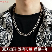 欧美古巴链子项链hiphop男女潮流ins嘻哈夸张钛钢不掉色高街粗款