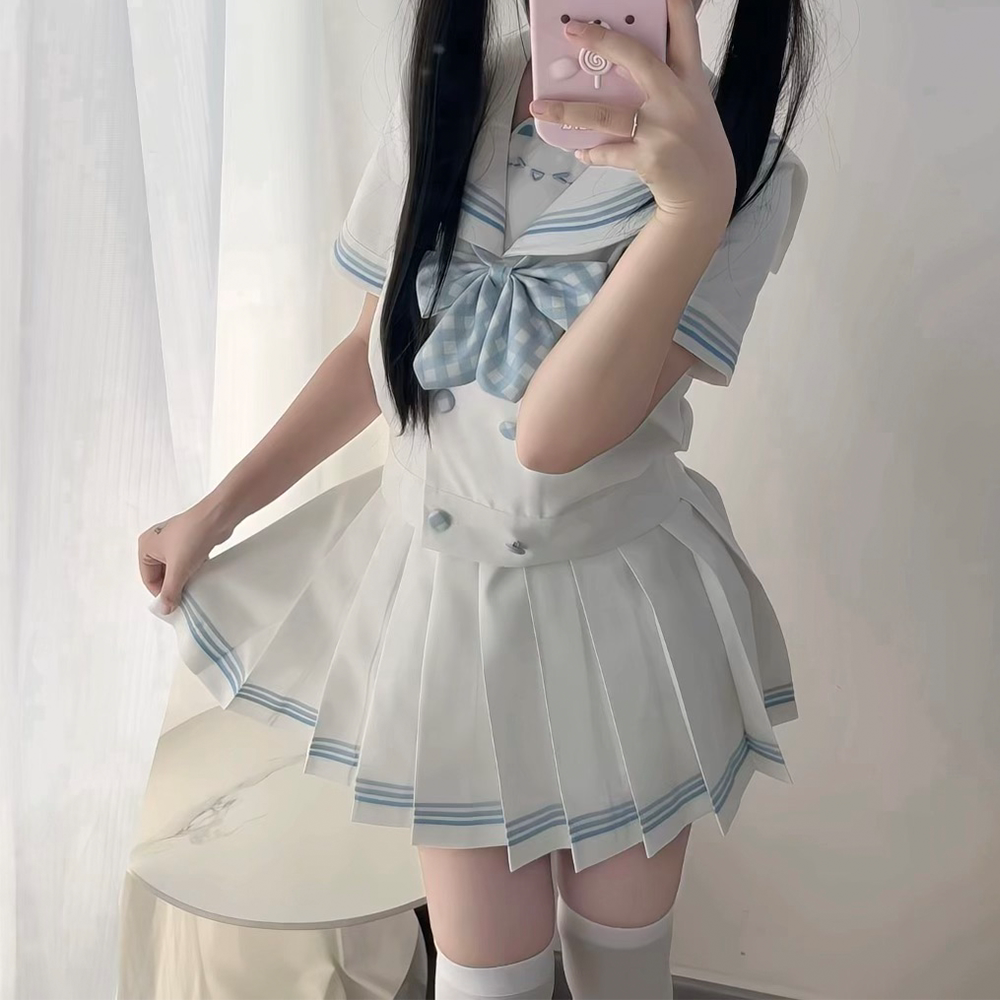 【白巧萌莓】忘刊原创甜美正版jk水手服套装裙JK制服白色可爱风图片