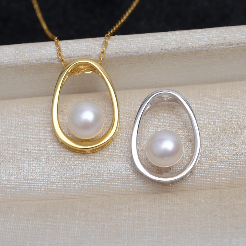 珍珠椭圆形挂件百搭银饰品项链坠