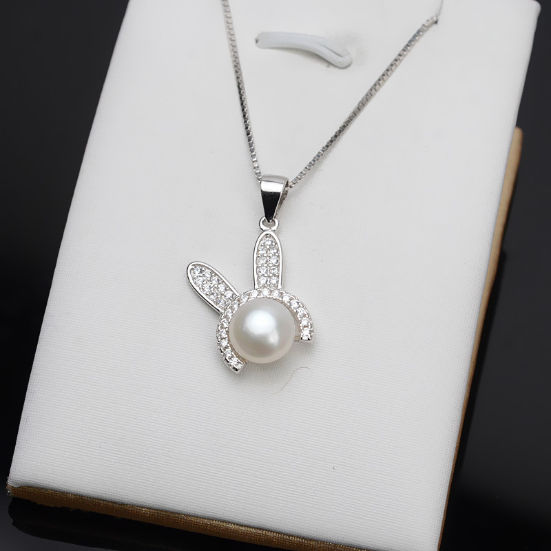 s925银镀白金淡水吊坠项坠真珍珠