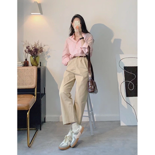 温文尔雅| 浅粉色长袖宽松休闲斯文衬衫女通勤气质书卷气上衣春秋