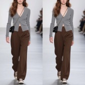 女日常通勤抗皱长裤 型直筒西裤 春 模范生」热巧色高腰休闲版 「时尚