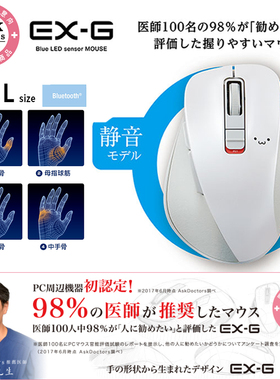 星日社Elecom宜丽客蓝牙鼠标人体工学舒适握感抗疲劳iPad无线静音