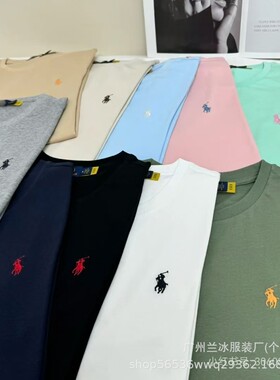 9年老店 保罗t恤lf小马标刺绣女圆领短袖纯棉半袖男卫衣百搭打底