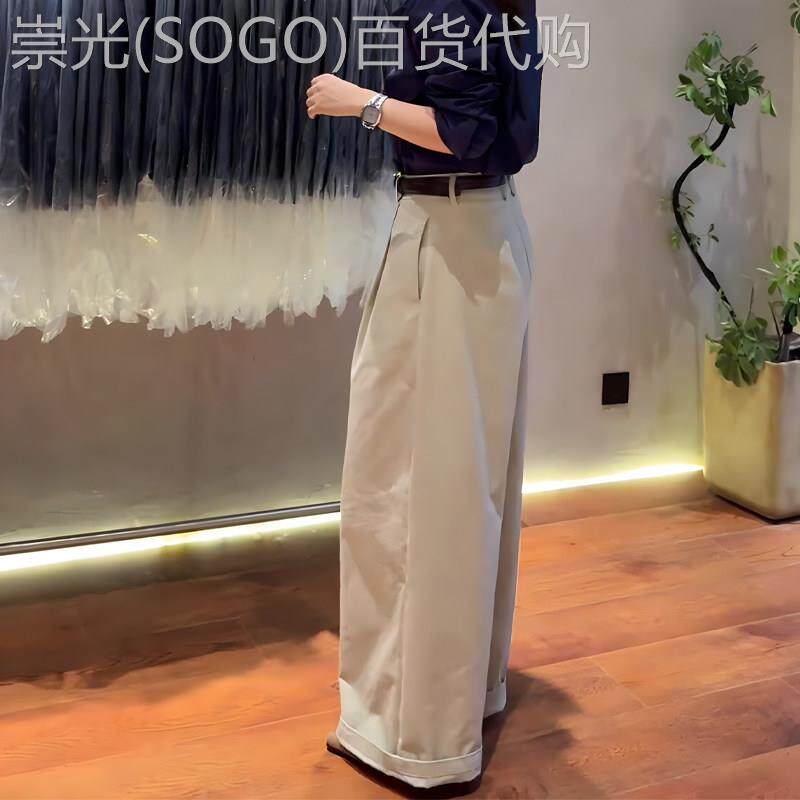 灰白色宽裤女2026夏季新款韩版时尚宽松百搭高腰显瘦修身直筒裤