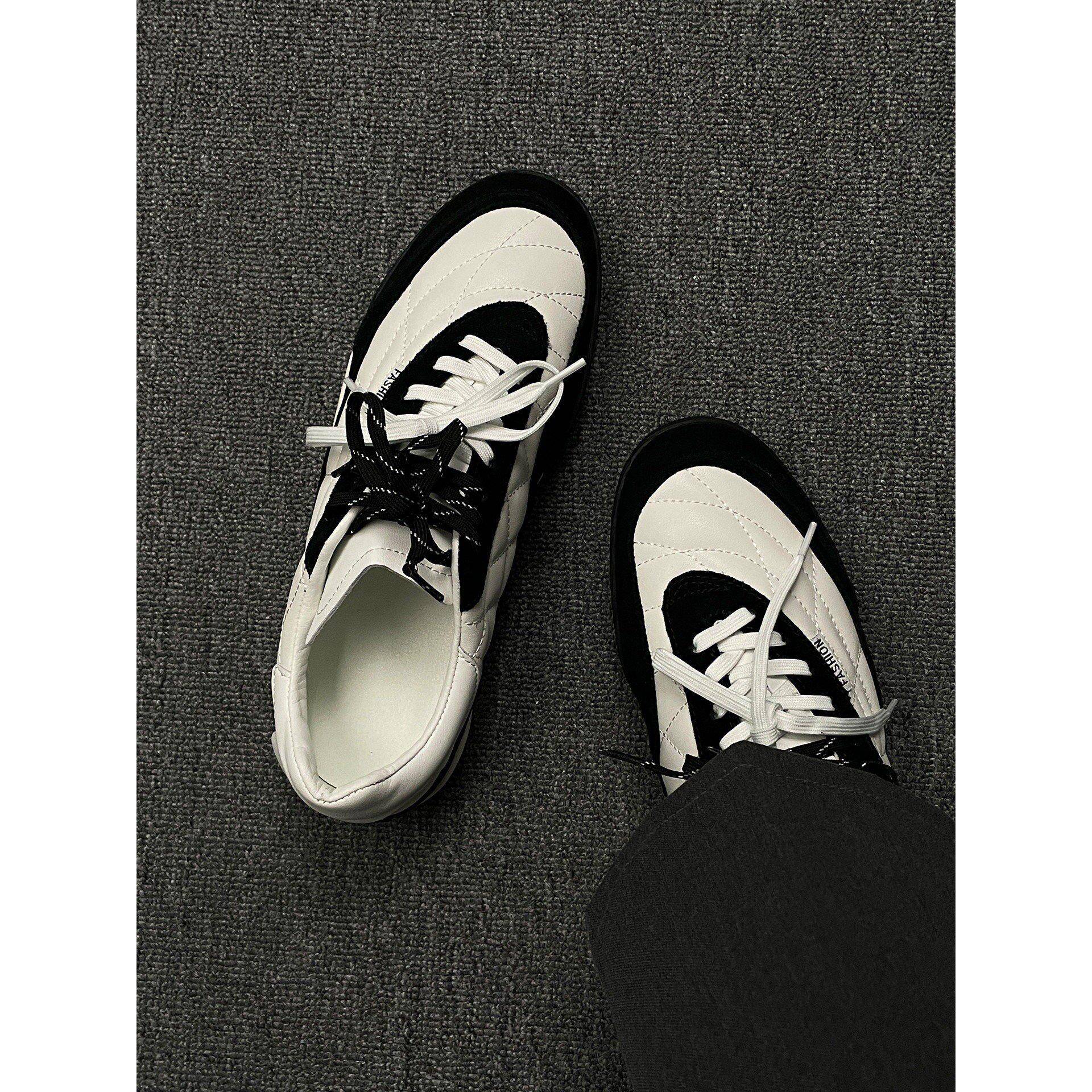 香港真皮鞋户外德训鞋男女潮款休闲圆头厚底系带徒步通勤登山鞋