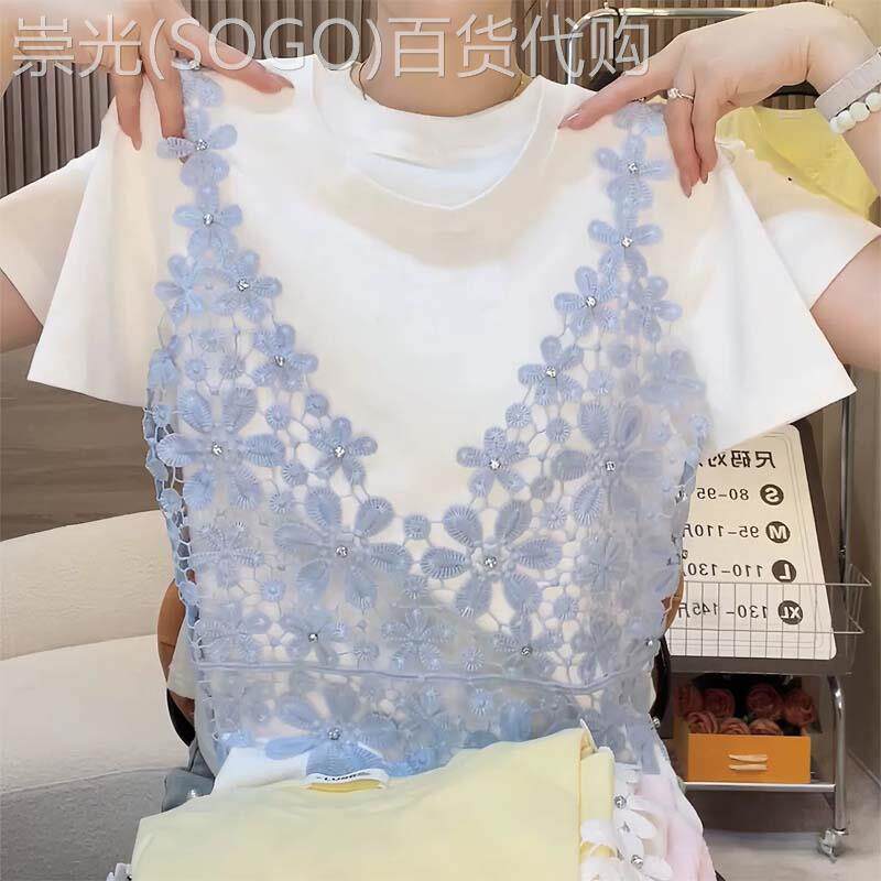 独特绝美假两件短袖t恤女夏欧货轻奢高级设计感小众别致蕾丝上衣