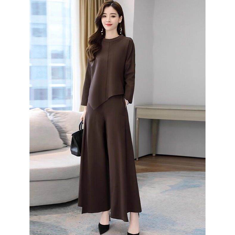 早秋休闲阔腿裤套装女2025年春装新款气质洋气减龄显瘦长裤两件套