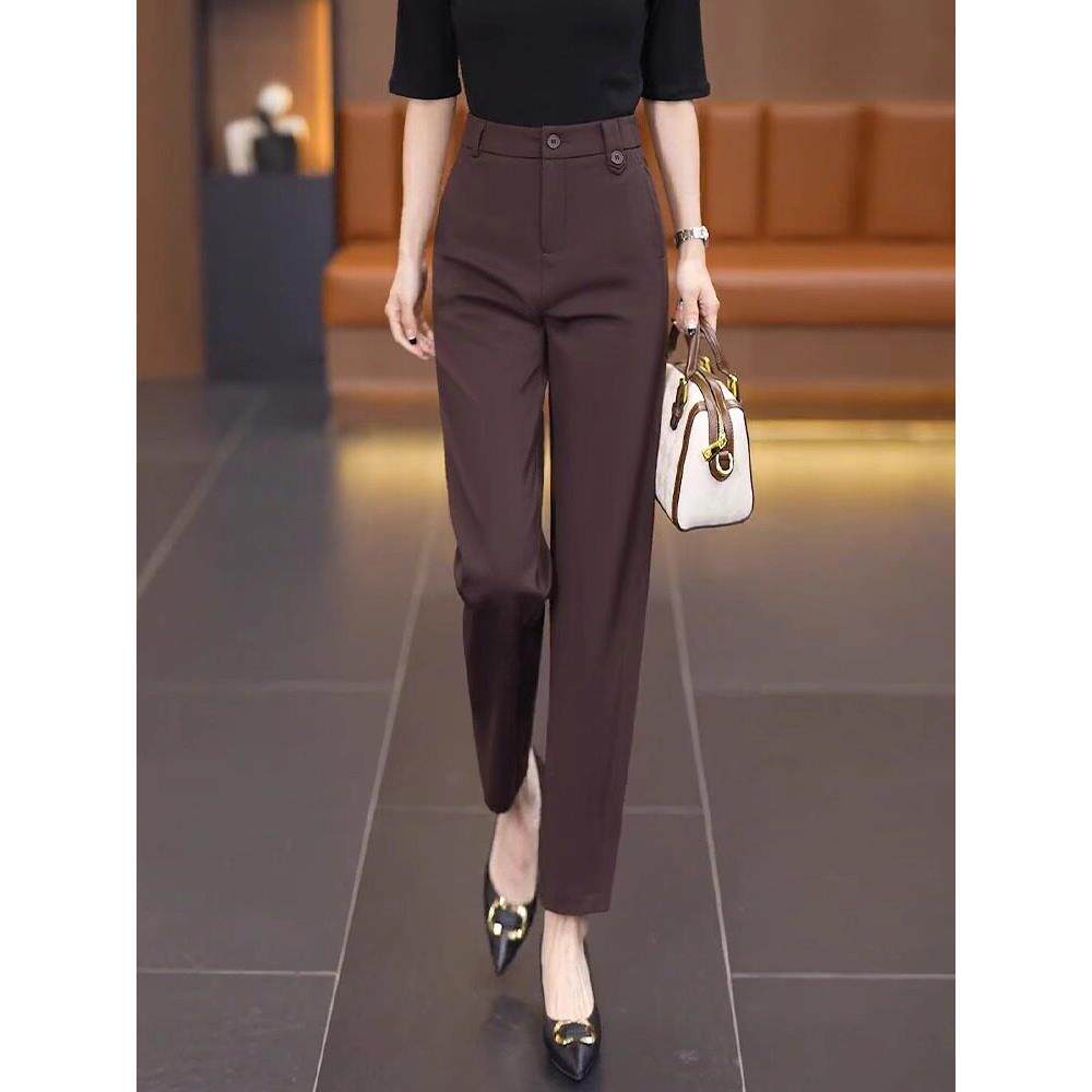 直筒西装裤女春夏季2025新款高腰显瘦烟管裤小个子爆款休闲哈伦裤