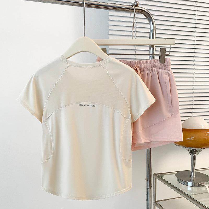 潮牌羽毛球服套装女宽松显瘦速干透气瑜伽服普拉提运动健身上衣