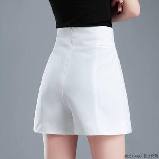 韩版 薄款 2025新款 子 高腰显瘦休闲阔腿裤 短裤 白色西装 女士外穿夏季
