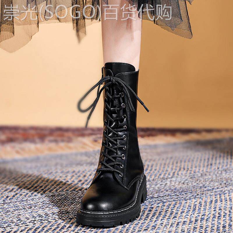 潮牌马丁靴女2025年春秋新款英伦风爆款短靴厚底中筒冬季加绒靴子