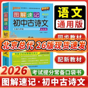 2026全新正版绿卡图书图解速记初中古诗文初一初二初三适用语文全国通用版标注重点讲练结合