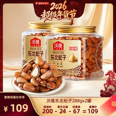 【超级年货节】沃隆东北特级特288g2罐大松子850级开口大果零食