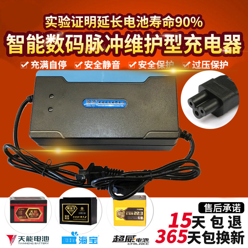 适用于澳柯玛电动车电瓶车充电器36V48V12Ah20Ah60V72V梅花头