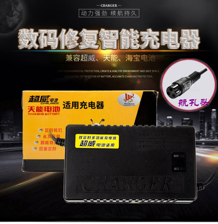 适用于航空头电动车充电器24V36V48V12AH/20AH小海豚电动滑板车