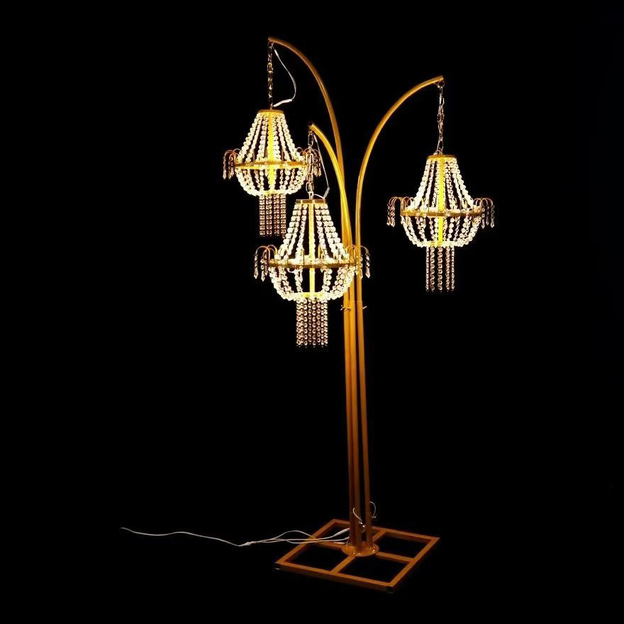 新款欧式复古铁艺落地灯婚礼堂婚庆装饰灯具现代轻奢多头发光吊灯