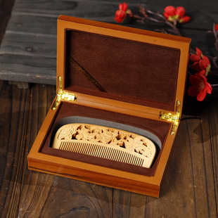 非遗白象梳篦天然小叶黄杨木梳子手工雕刻男女士生日节日礼物送礼
