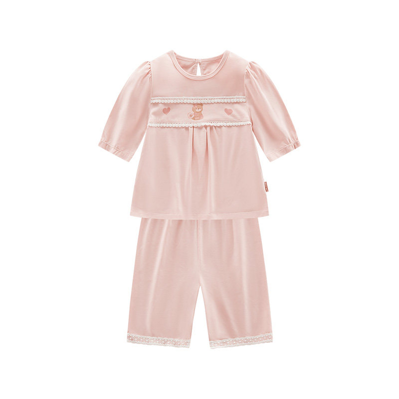 商场同款】拉比女童七分袖套装女宝宝家居服竹纤维凉感睡衣外出服