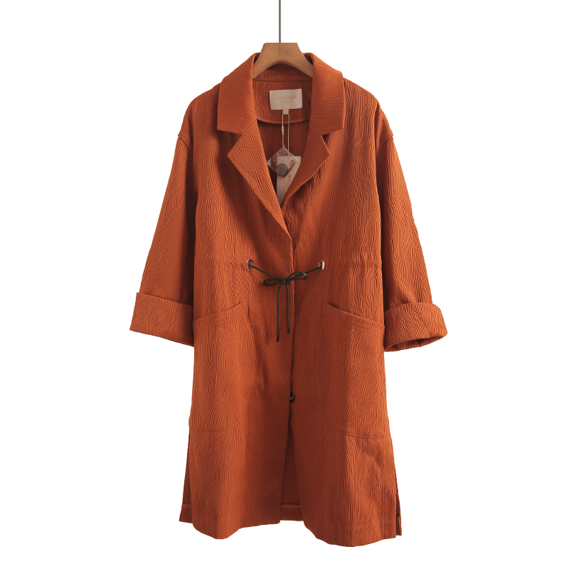 专柜价799【S】商场专柜同款女装2025秋外套翻领收腰抽褶皱风衣