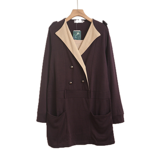 2025春秋季新款加薄绒中长款大衣女时尚大码宽松长袖翻领外套