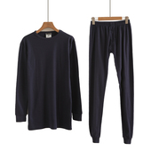 纯色套装 外贸原单坚条纹秋衣秋裤 恒温打底内衣大码 保暖套装 男款