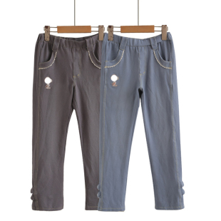 女童裤 长裤 子春秋款 中大童休闲修身 卡通刺绣弹力软牛仔裤 2025新款