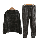 情侣款 时尚 休闲运动套装 外贸男女2025秋冬款 加绒连帽卫衣松紧卫裤