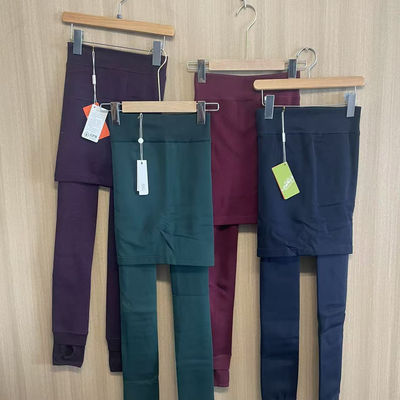 加绒韩版秋冬季保暖修身假两件打底裤女外穿包臀裙裤带裙长裤百搭