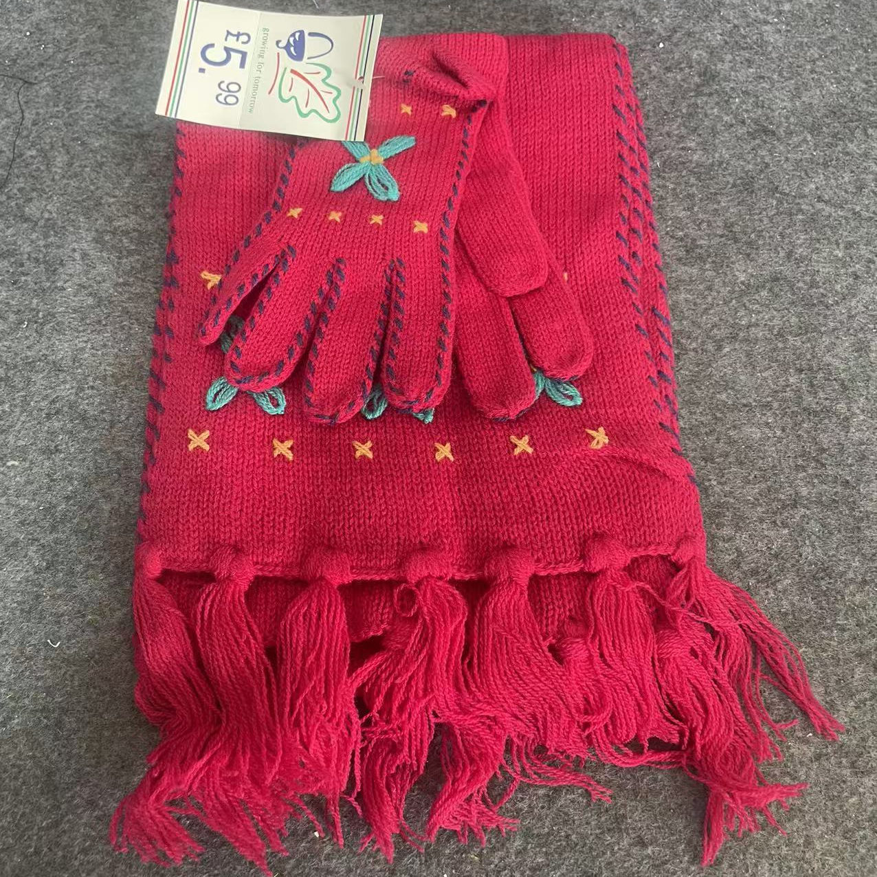 4-6岁 出口美国冬季围巾手套二件套儿童手缝XX可爱套装