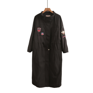 早秋遮肚显瘦上衣200斤黑色风衣 胖mm春秋外套2025年新款 大码 女装