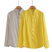百搭文艺棉白色波点衬衫 女修身 显瘦长袖 2025春夏秋新款 上衣开衫